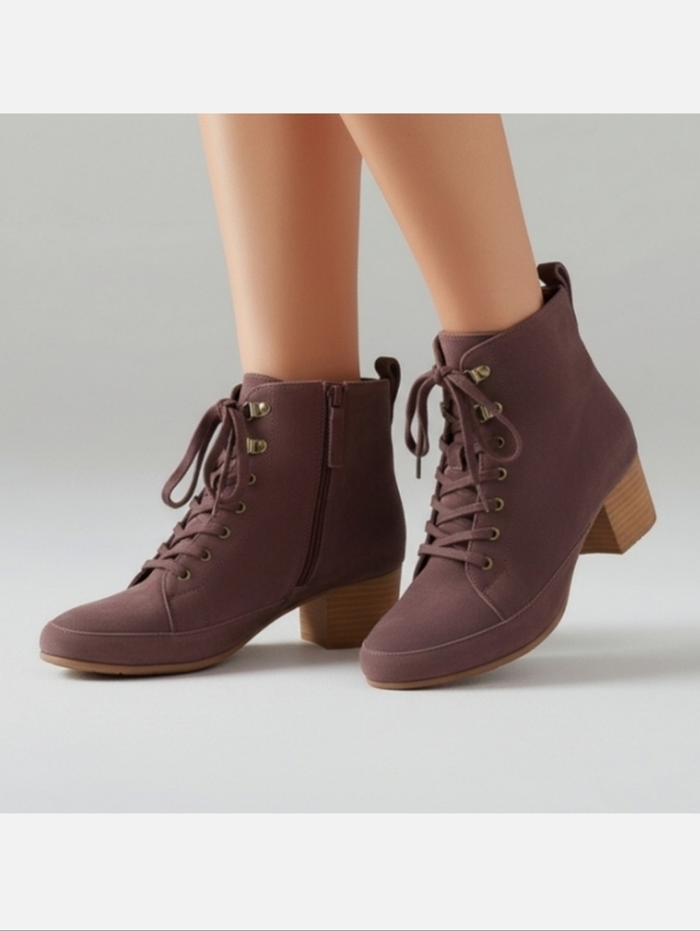 Violet & Red Burgundy Women’s Block Heel Jarvis Lace Up Boots NEW 6.5